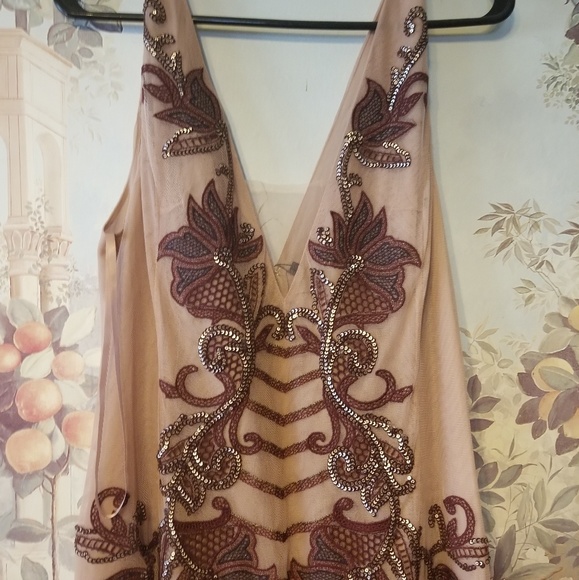 BCBGMAXAZRIA Nude Evening Gown Dress US Size 10 - Picture 5 of 8